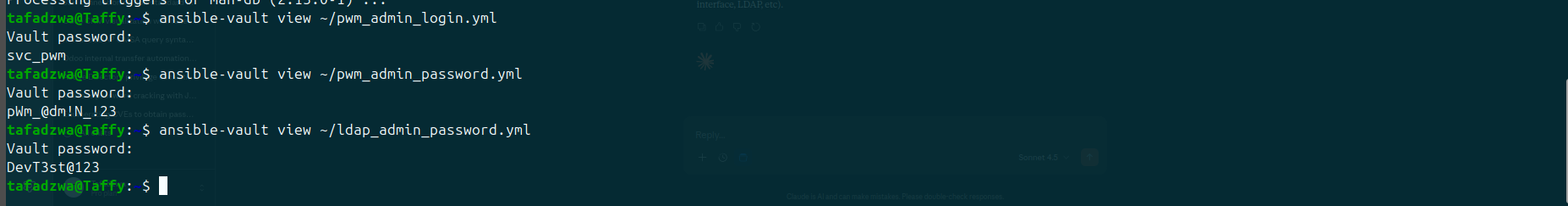 Decrypted credentials — svc_pwm / pWm_@dm!N_!23 / DevT3st@123