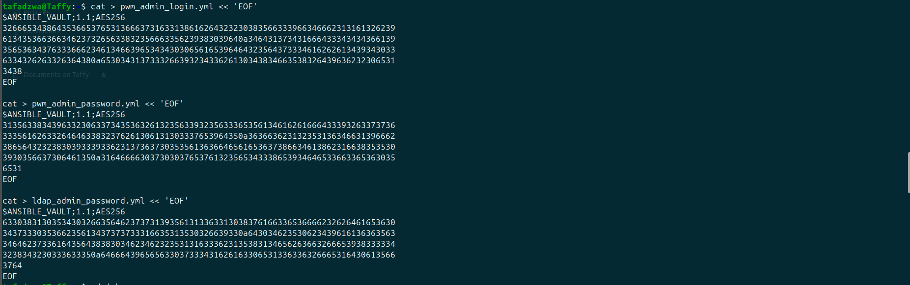Three Ansible vault-encrypted files