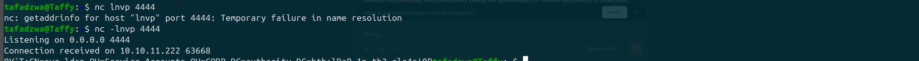 nc listener bound to 0.0.0.0:4444